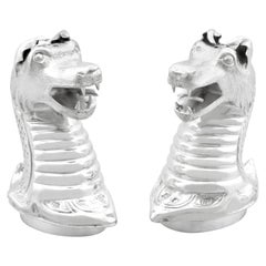 Poivrons dragon victoriens anciens en argent sterling 