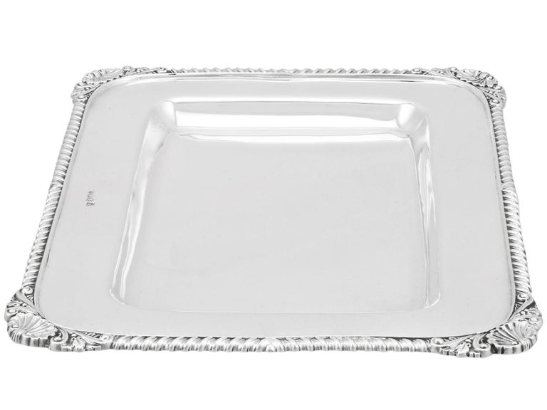 Early 20th Century Antique Victorian Sterling Silver Drinks Tray For Sale