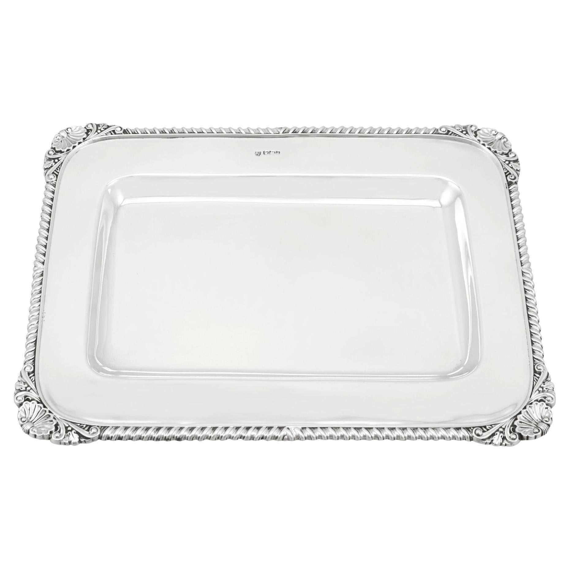 Antique Victorian Sterling Silver Drinks Tray For Sale