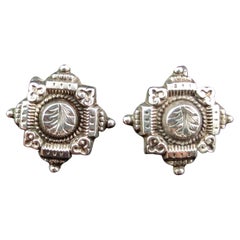 Antique Victorian Sterling Silver Earrings, Aesthetic