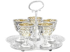 Antique Victorian Sterling Silver Egg Cruet Set (1869)