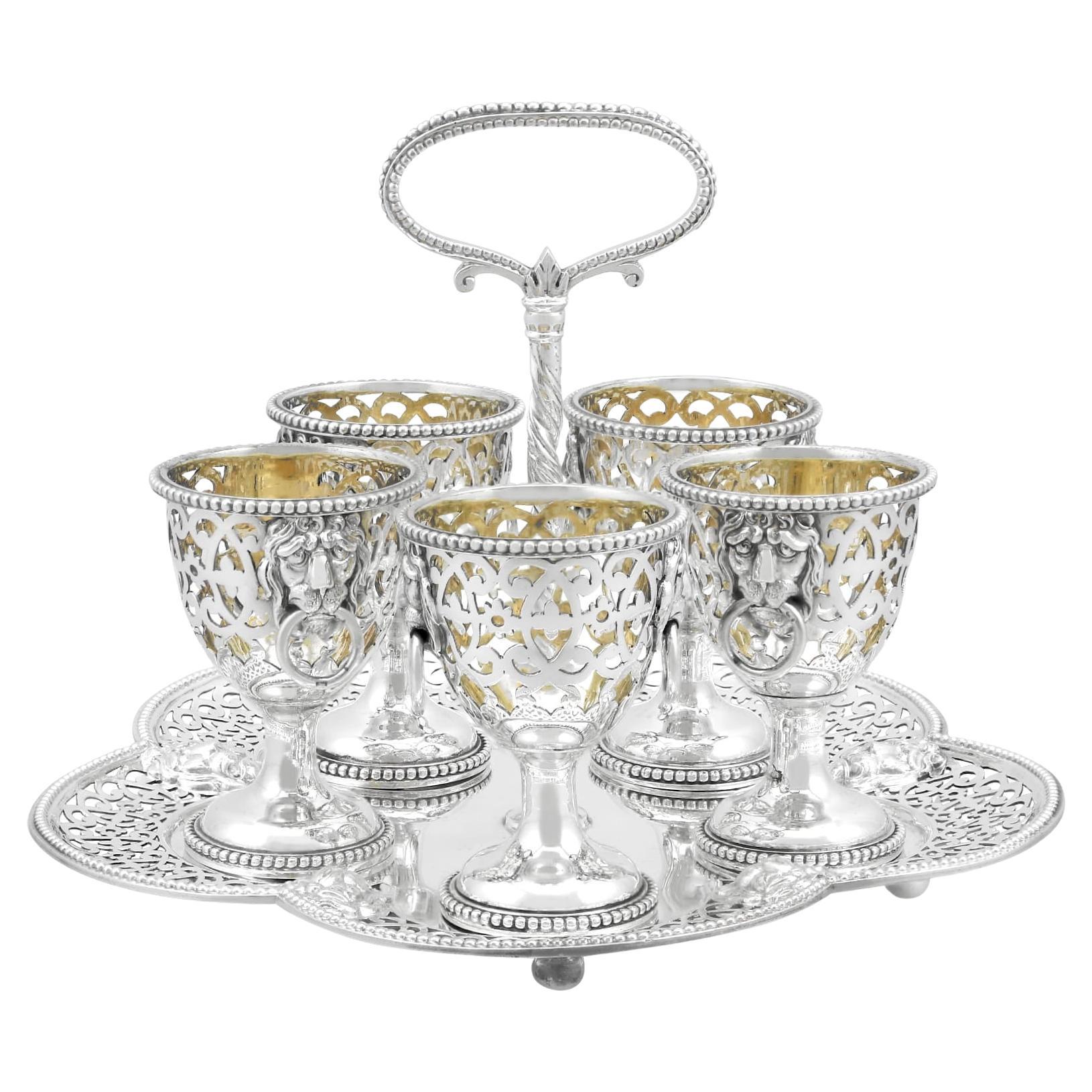 Ensemble victorien ancien de brochettes à œufs en argent sterling (1869)
