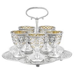 Antique Victorian Sterling Silver Egg Cruet Set (1869)