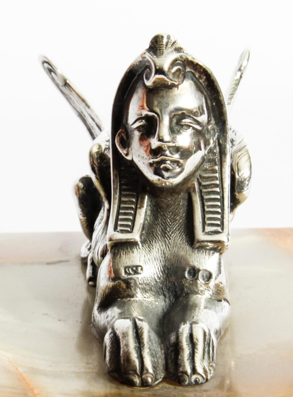 Antique Victorian Sterling Silver Egyptian Revival Sphinx Thomas White 19th C In Good Condition In London, GB