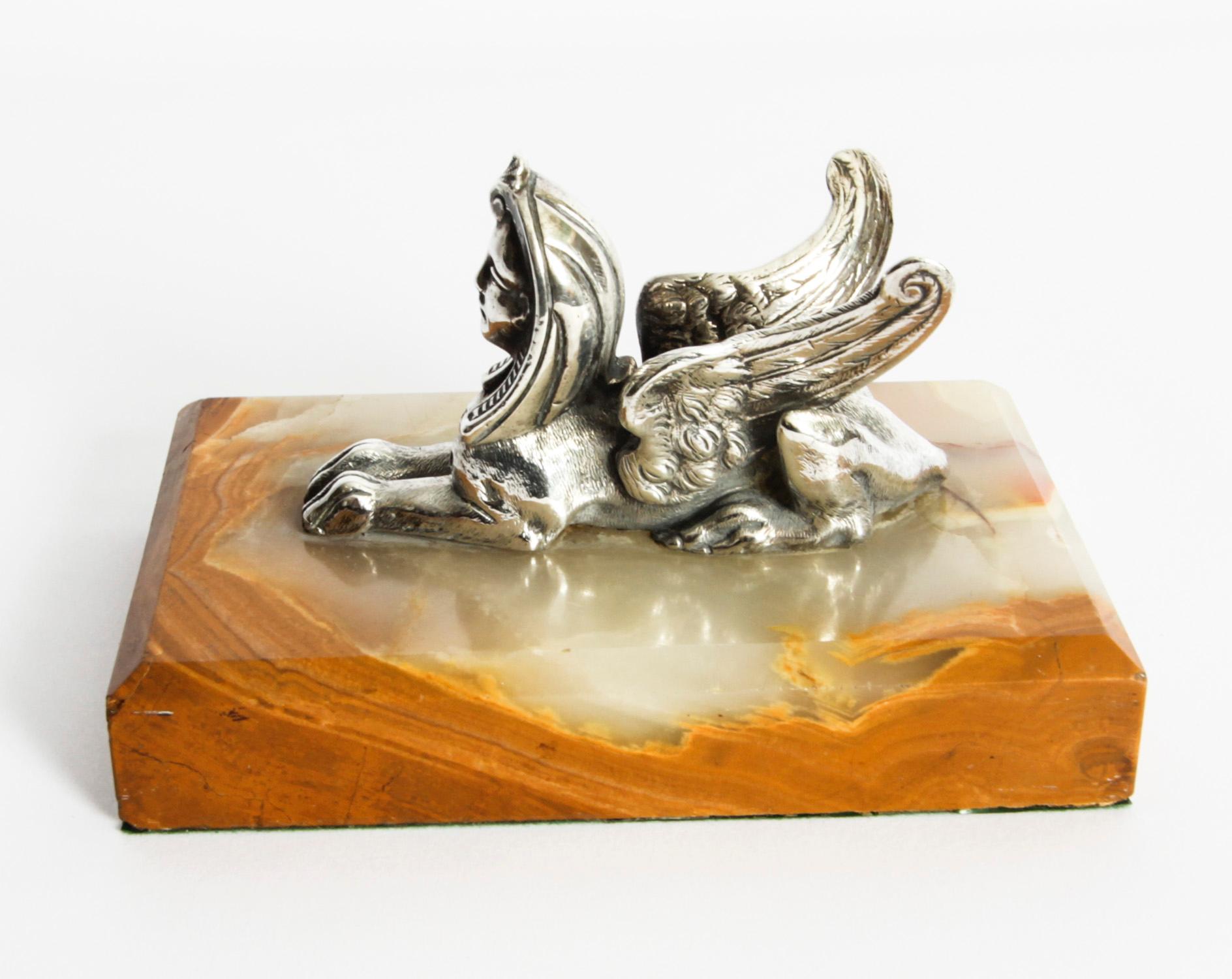 Late 19th Century Antique Victorian Sterling Silver Egyptian Revival Sphinx Thomas White 19th C