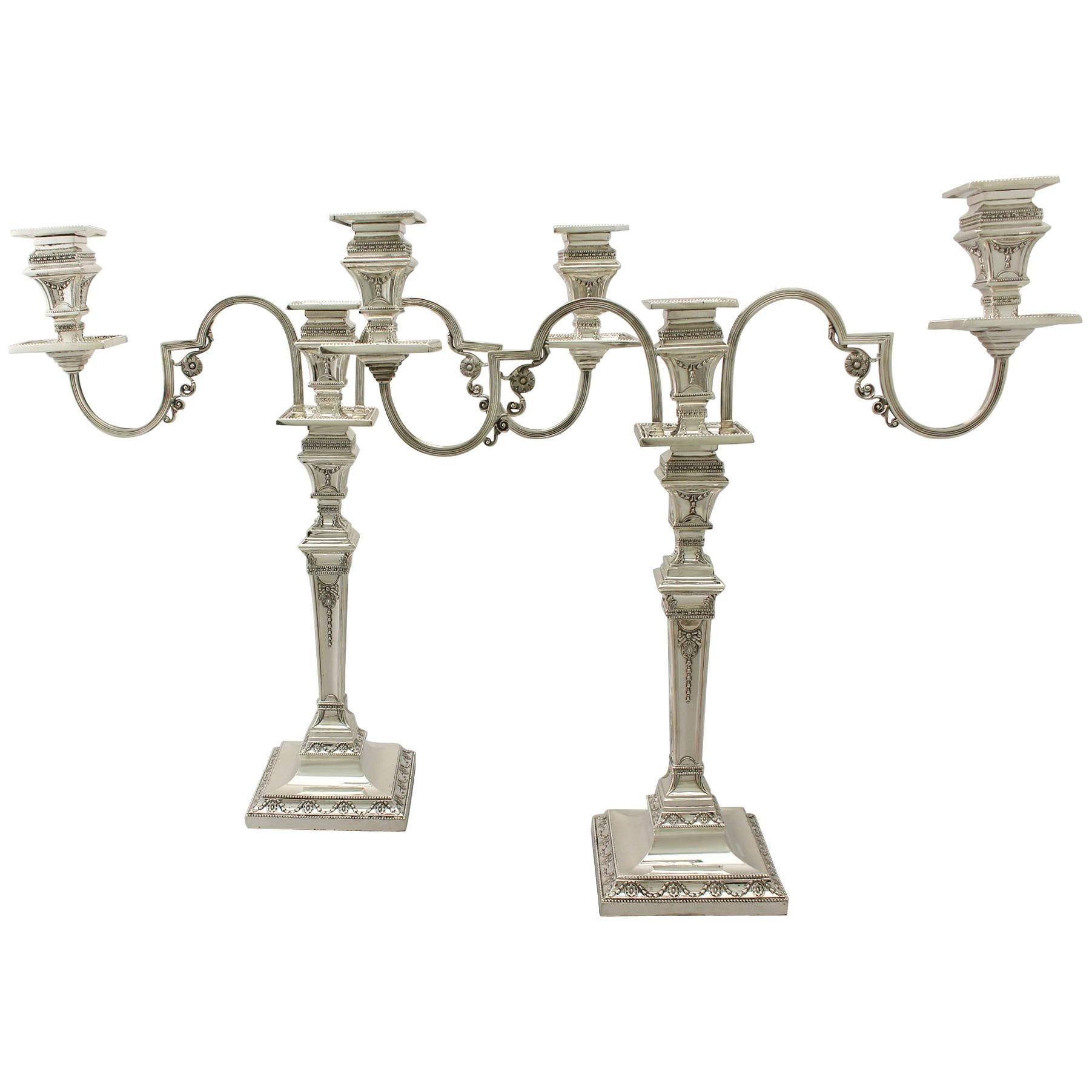 Antique Victorian Sterling Silver Empire Style Three-Light Candelabra