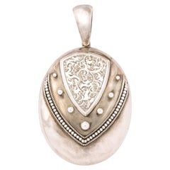 Antique Victorian Sterling Silver Engraved Locket