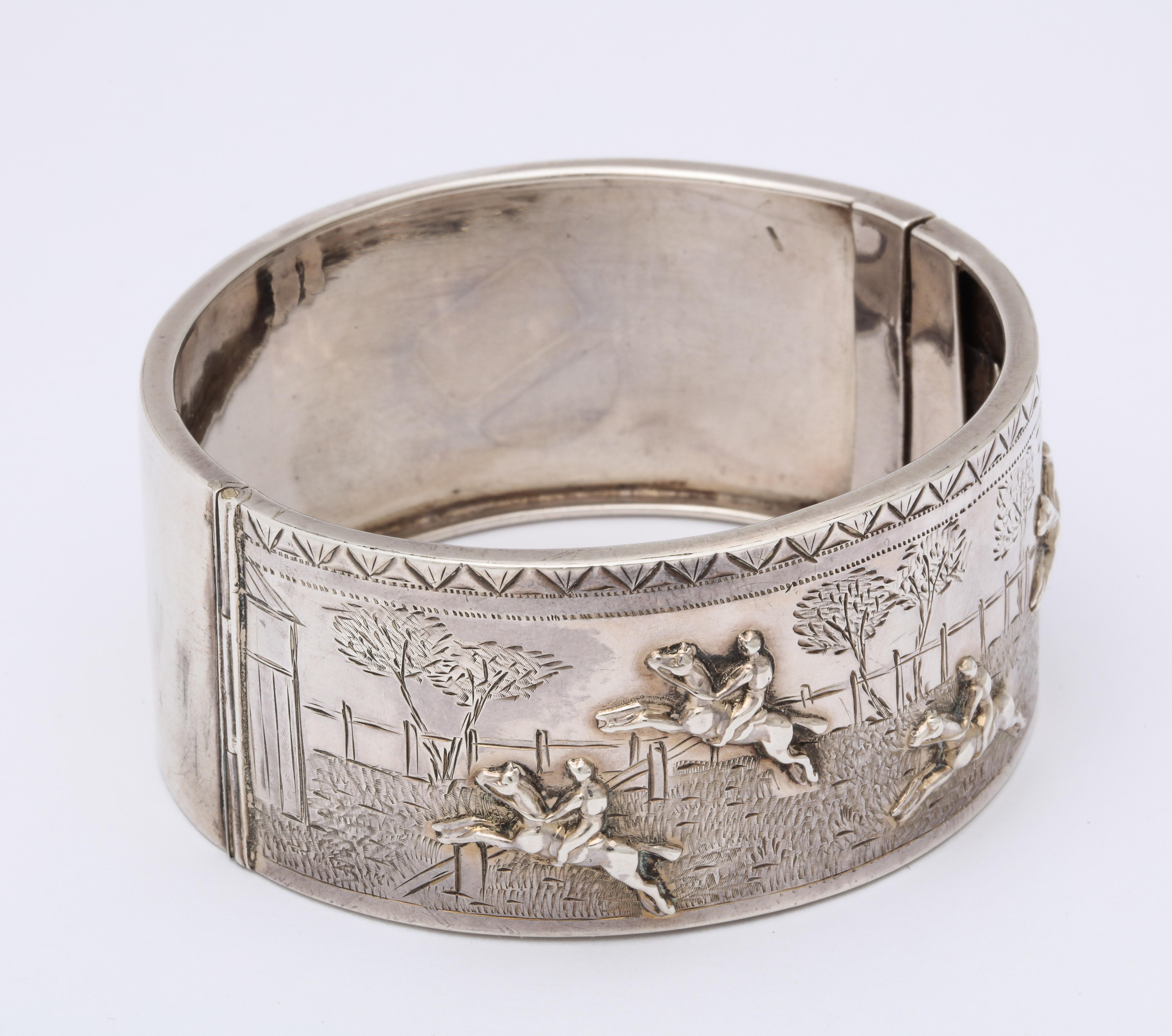 Women's Antique Victorian Sterling Silver Equestrian Hunt Bracelet