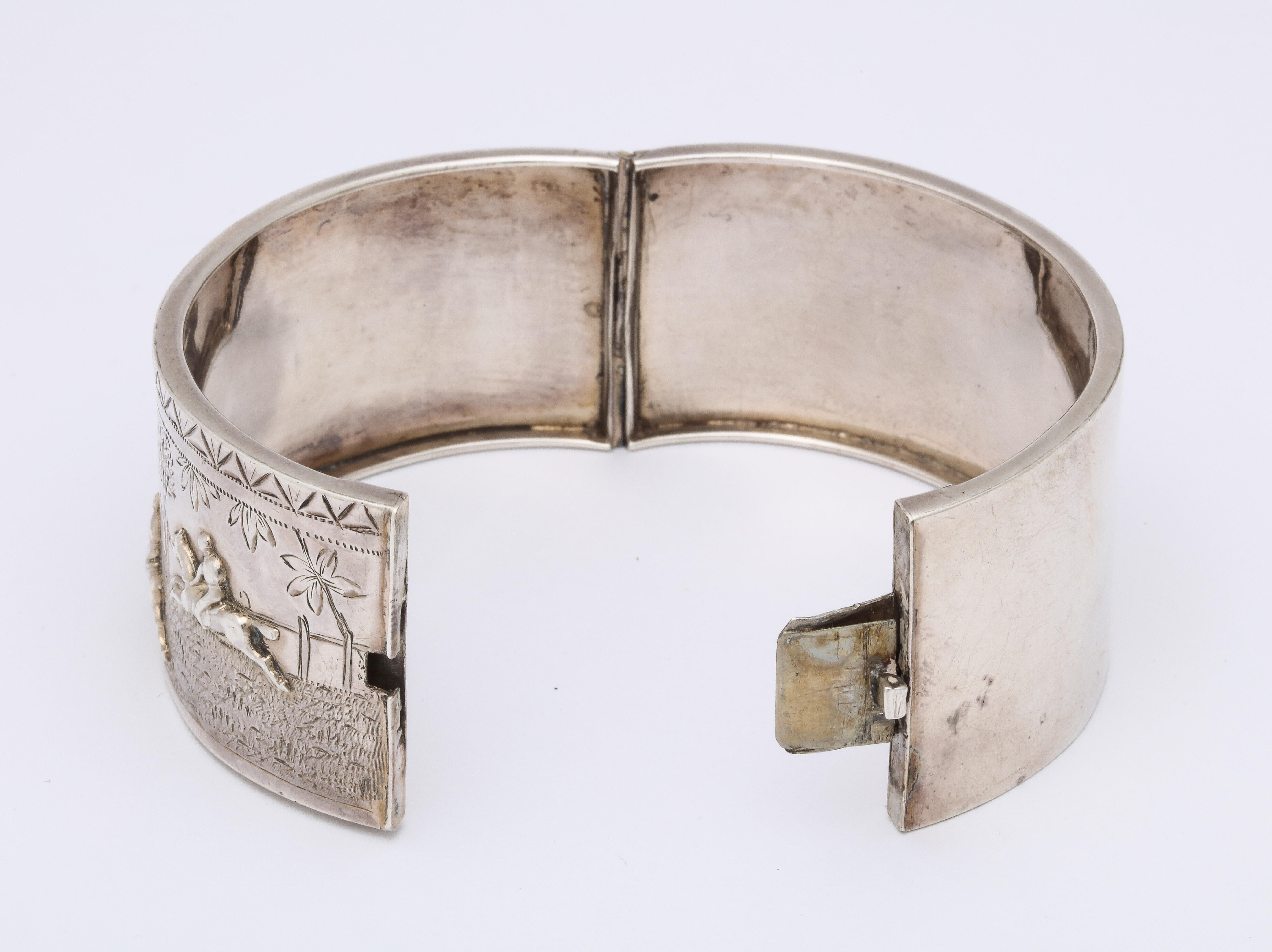 Antique Victorian Sterling Silver Equestrian Hunt Bracelet 3