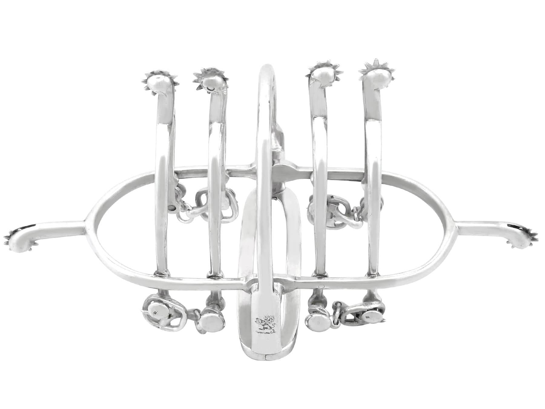Antique Victorian Sterling Silver Equestrian Toast Rack (1896) (Englisch) im Angebot