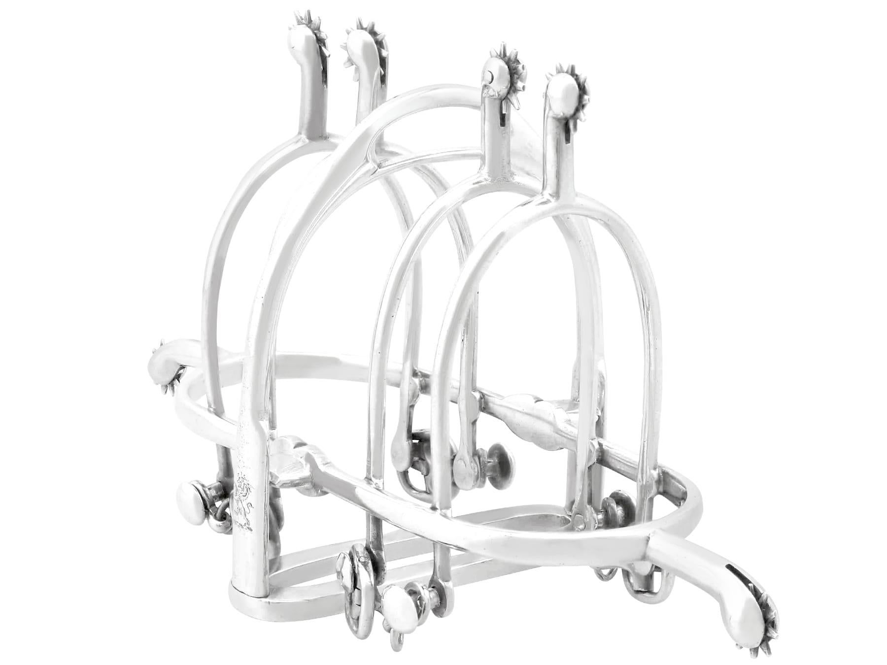 Antique Victorian Sterling Silver Equestrian Toast Rack (1896) im Zustand „Hervorragend“ im Angebot in Jesmond, Newcastle Upon Tyne