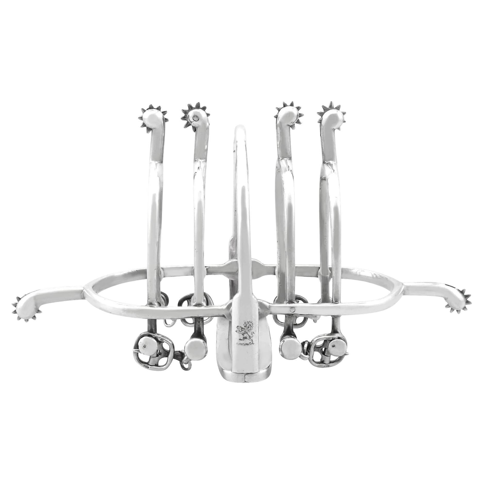 Antique Victorian Sterling Silver Equestrian Toast Rack (1896)