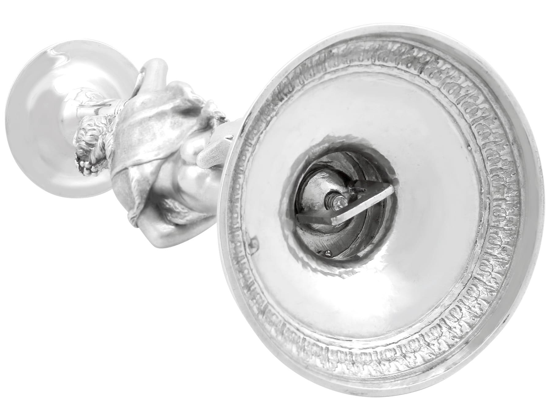 Antique Victorian Sterling Silver Figural Candlesticks (1865) For Sale 8