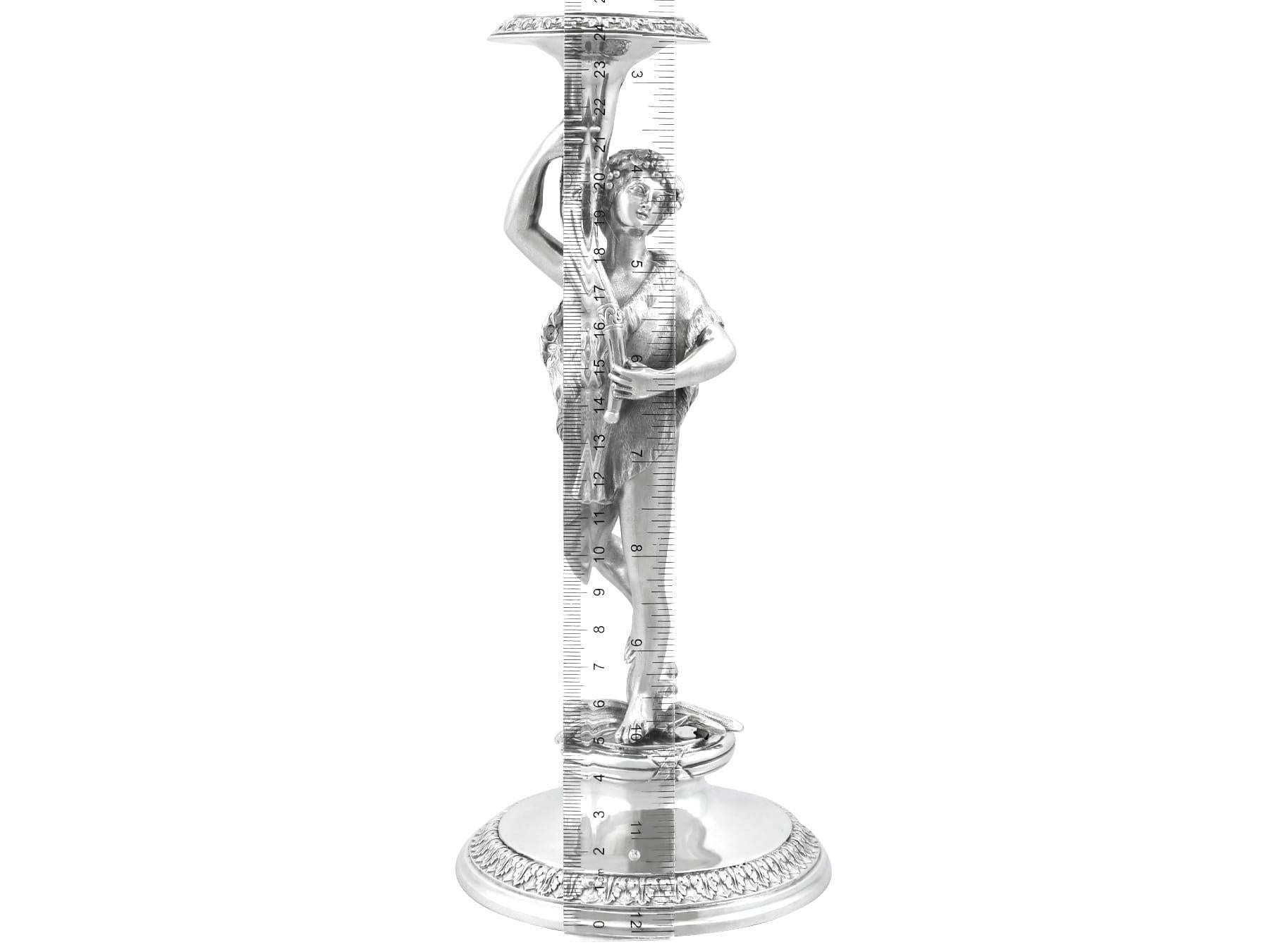 Antique Victorian Sterling Silver Figural Candlesticks (1865) For Sale 9