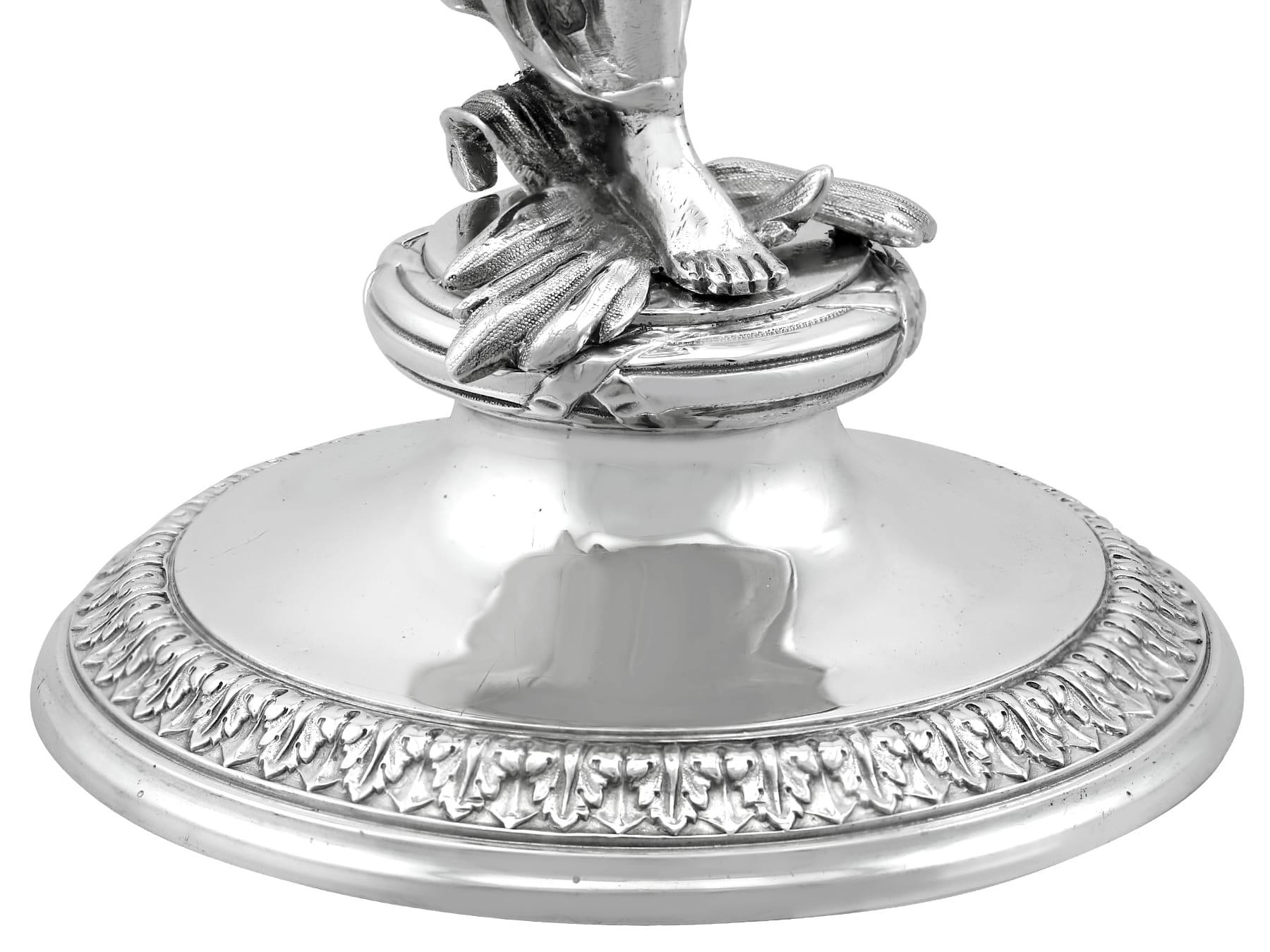 Antique Victorian Sterling Silver Figural Candlesticks (1865) For Sale 4
