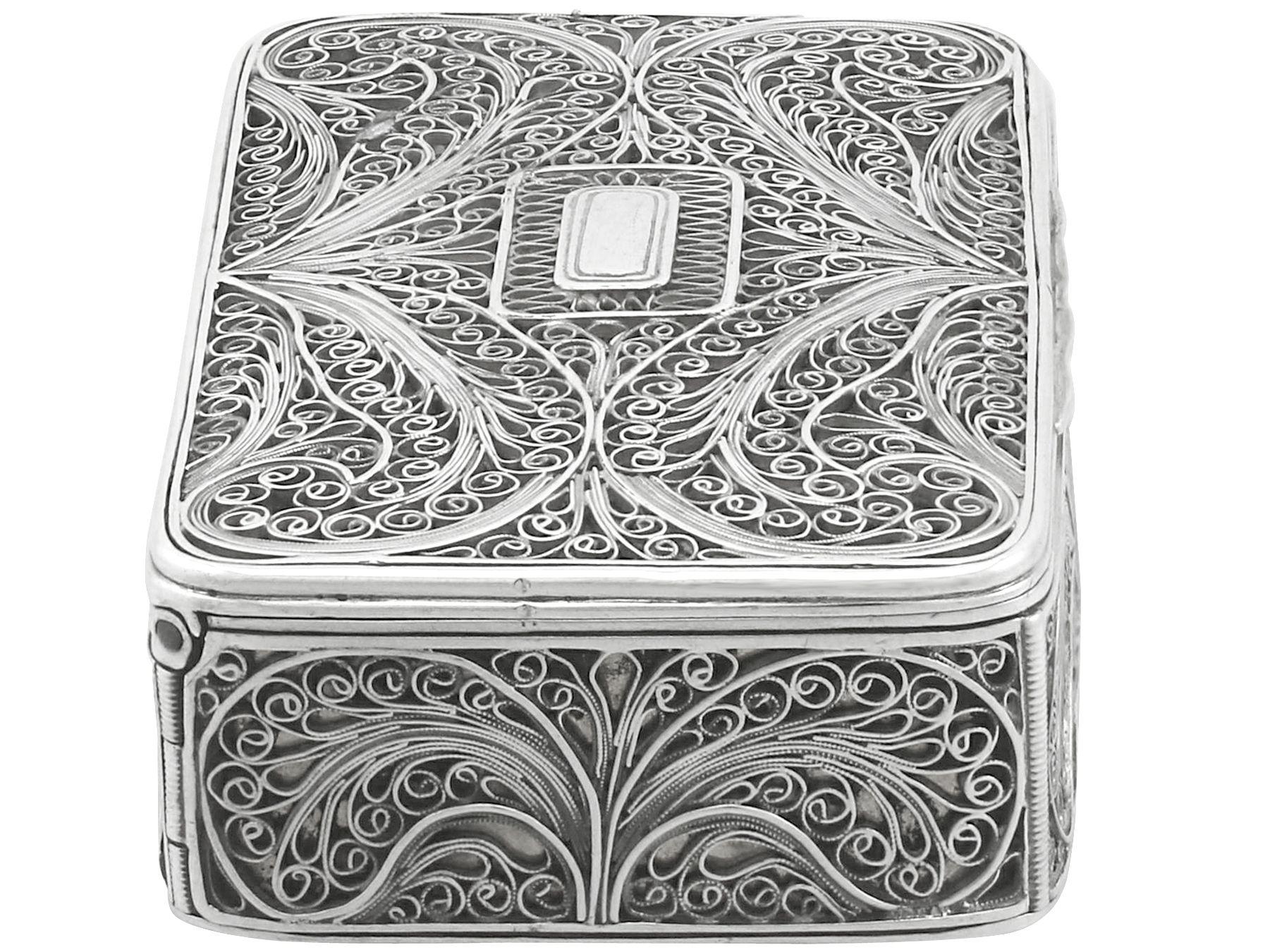 British Abraham David Loewenstark Antique Victorian Sterling Silver Filigree Box