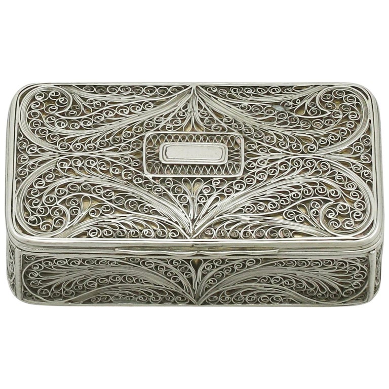 Antique Victorian Sterling Silver Filigree Box For Sale at 1stdibs