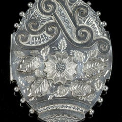 Antique Victorian Sterling Silver Floral Locket, circa 1900