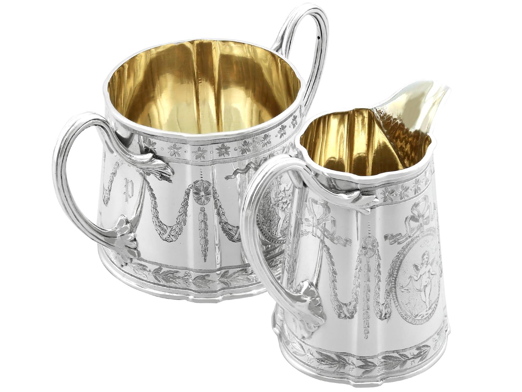 Antiguo servicio de té y café victoriano de plata de ley de cuatro piezas en venta 14