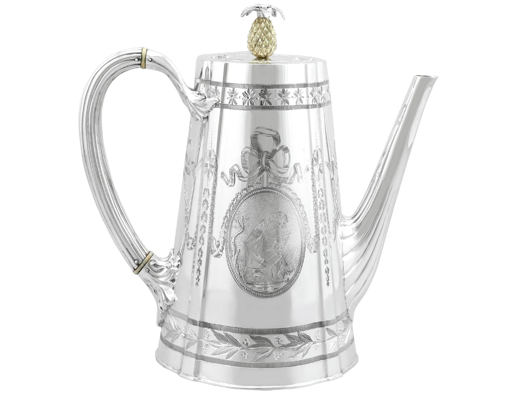 Antiguo servicio de té y café victoriano de plata de ley de cuatro piezas en Excelente estado para la venta en Jesmond, Newcastle Upon Tyne