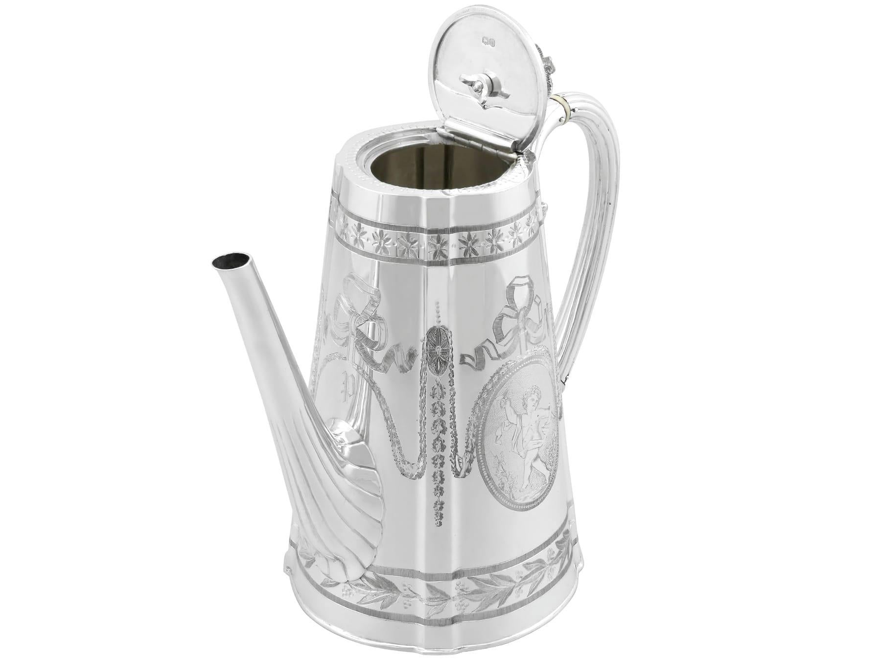 Antiguo servicio de té y café victoriano de plata de ley de cuatro piezas Plata esterlina en venta