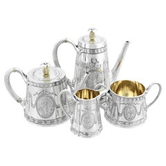 Antique Victorian Sterling Silver Four Piece Tea and Coffee Service