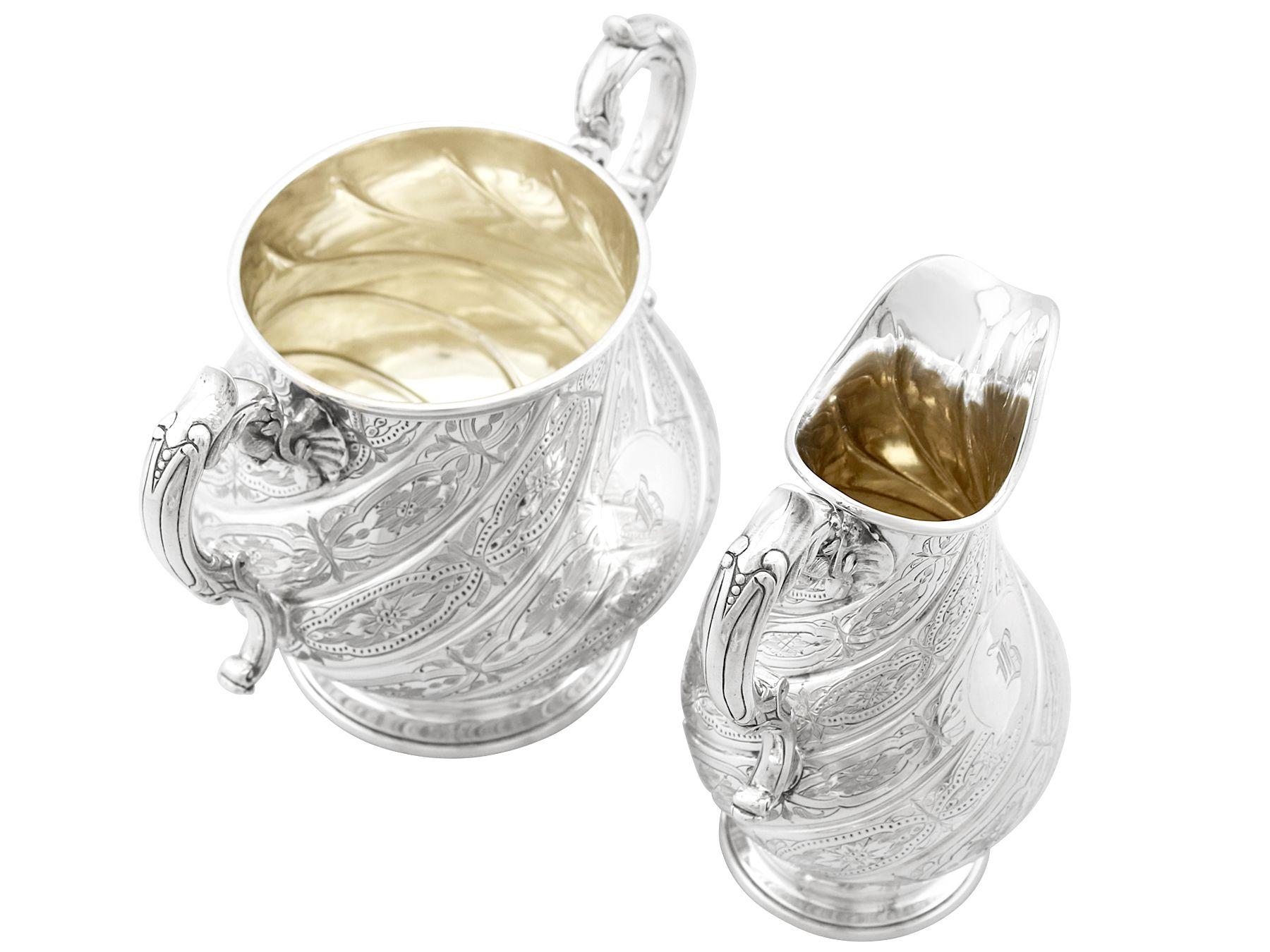 Antique Victorian Sterling Silver Four-Piece Tea and Coffee Service For Sale 5