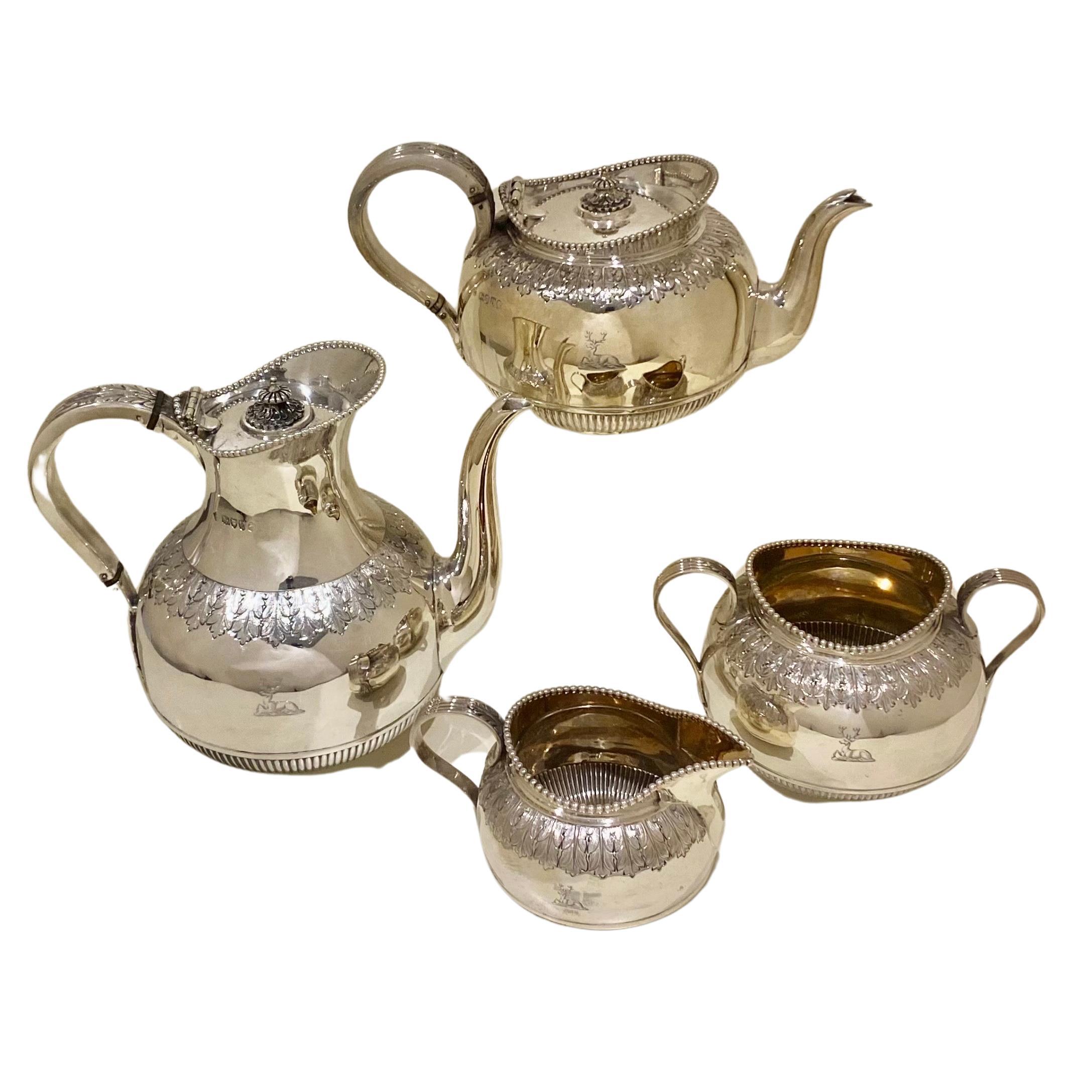 A Top quality antique Victorian hallmarked sterling silver four piece teaset comprising of a teapot, coffee pot, sugar bowl and jug particularly nice as it has been kept it in such superb condition and is immaculate throughout.
This superb quality