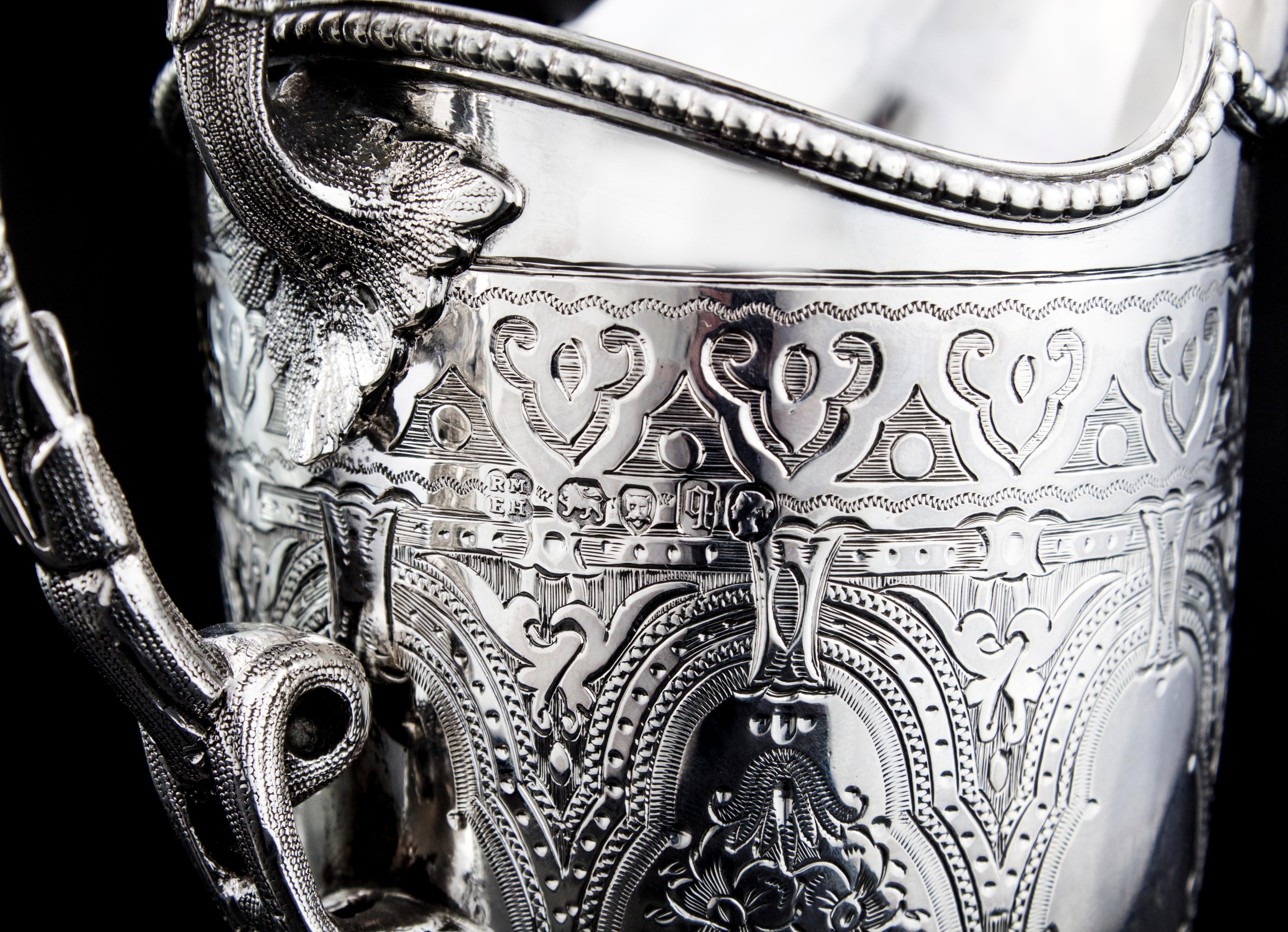 Antikes viktorianisches Sterling Silber Vierteiliges Teeservice Set im Angebot 3