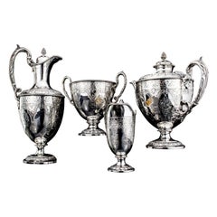Antique Victorian Sterling Silver Four-Piece Tea Service Set