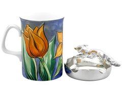 Antique Victorian Sterling Silver Fox Ashtrays