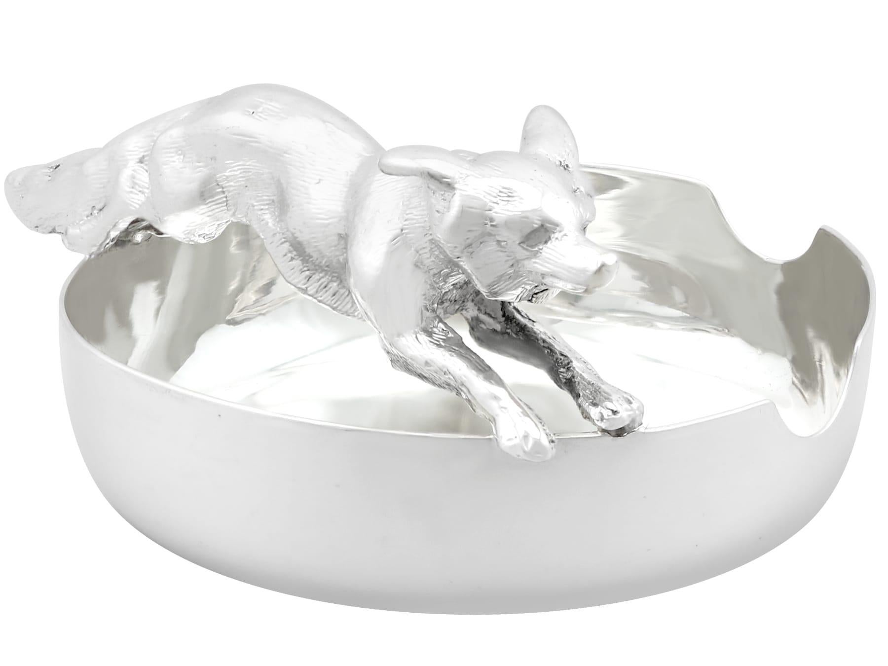 Antique Victorian Sterling Silver Fox Ashtrays In Excellent Condition In Jesmond, Newcastle Upon Tyne