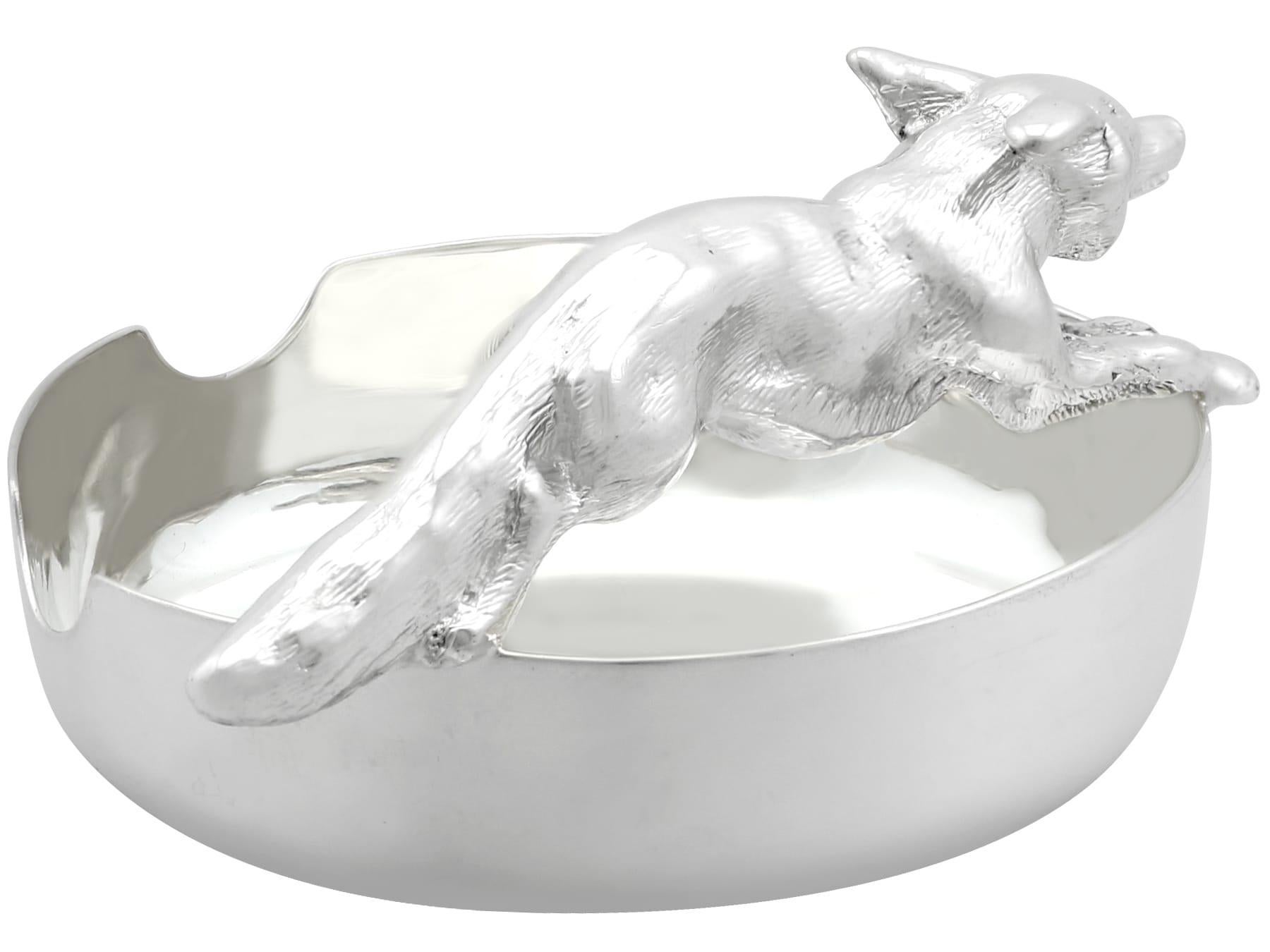Late 19th Century Antique Victorian Sterling Silver Fox Ashtrays