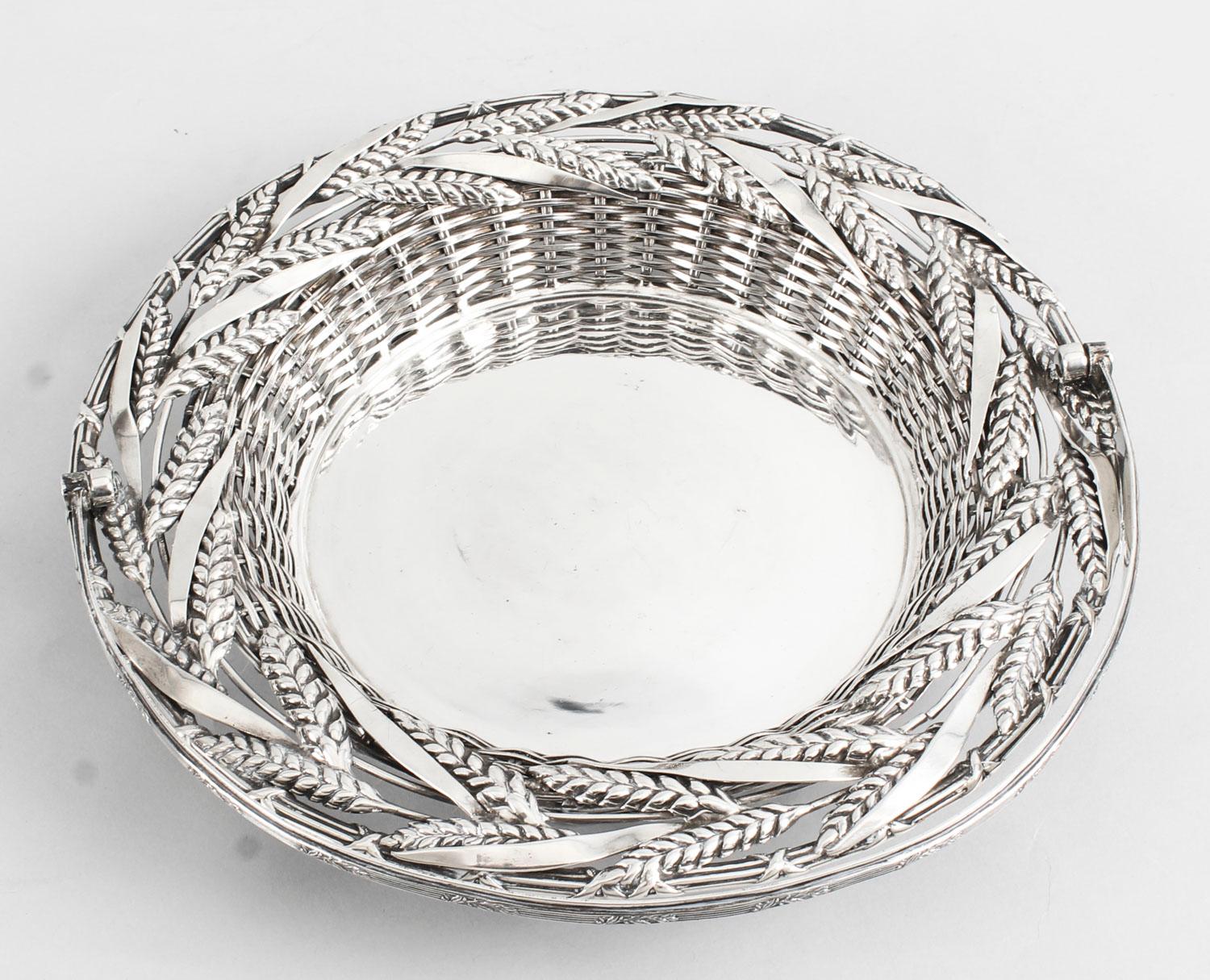Antique Victorian Sterling Silver Fruit Bread Basket London, 1858, 19th Century at 1stDibs