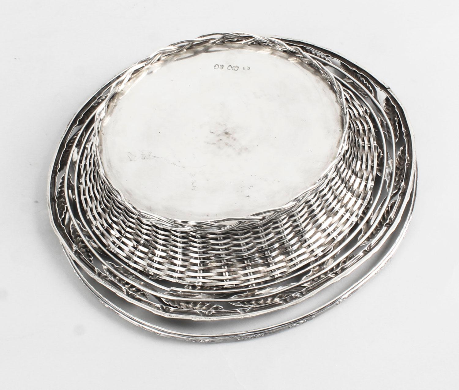 Antique Victorian Sterling Silver Fruit Bread Basket London, 1858, 19th Century at 1stDibs