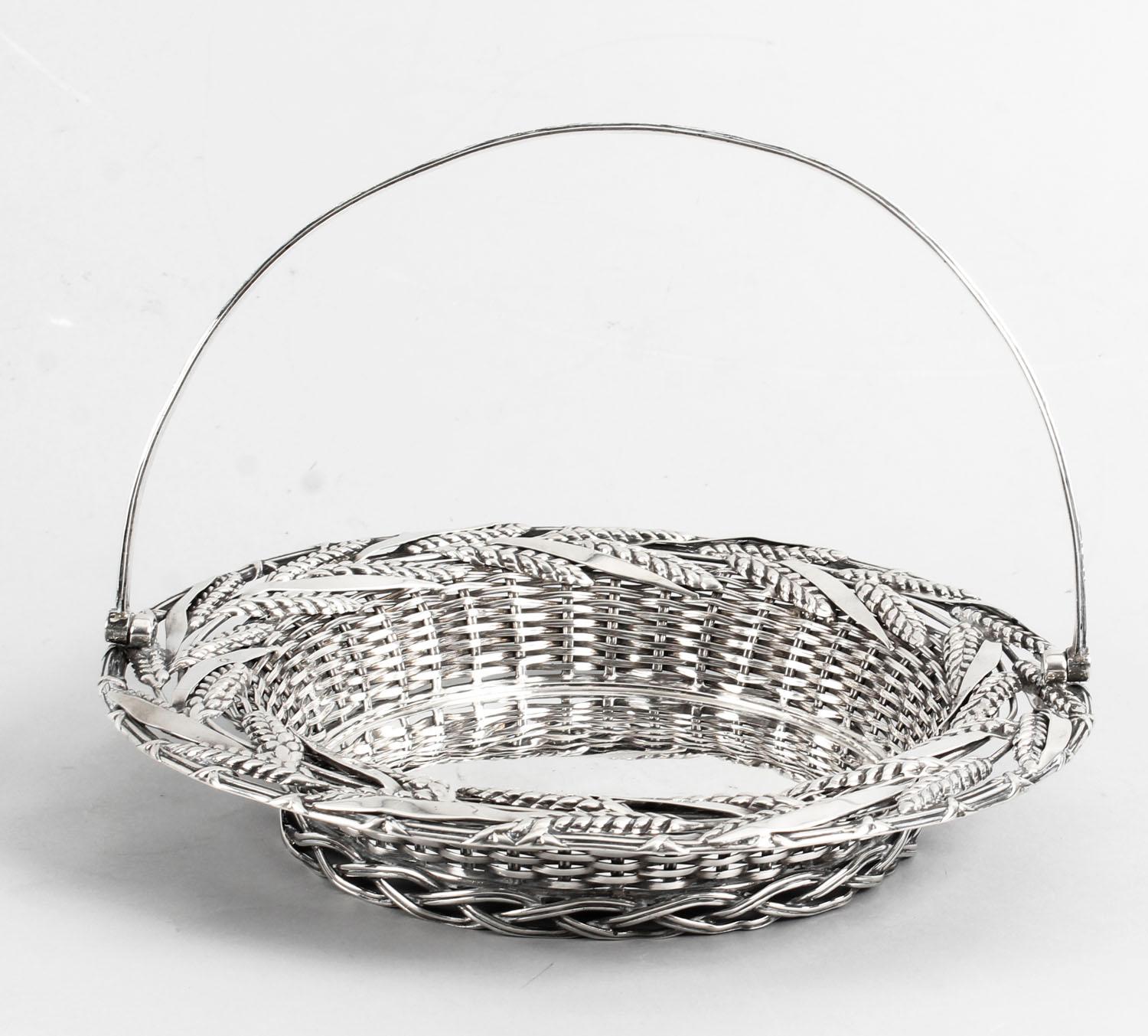 Antique Victorian Sterling Silver Fruit Bread Basket London, 1858, 19th Century at 1stDibs