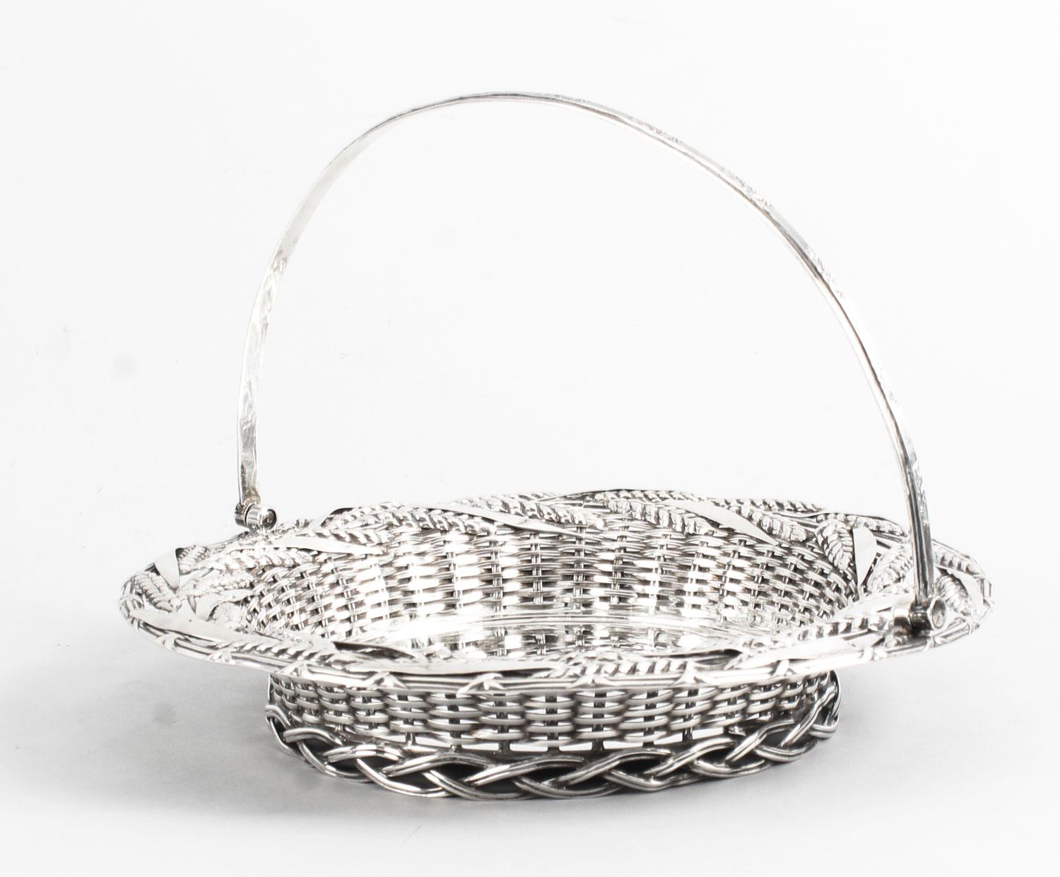 Antique Victorian Sterling Silver Fruit Bread Basket London, 1858, 19th Century at 1stDibs