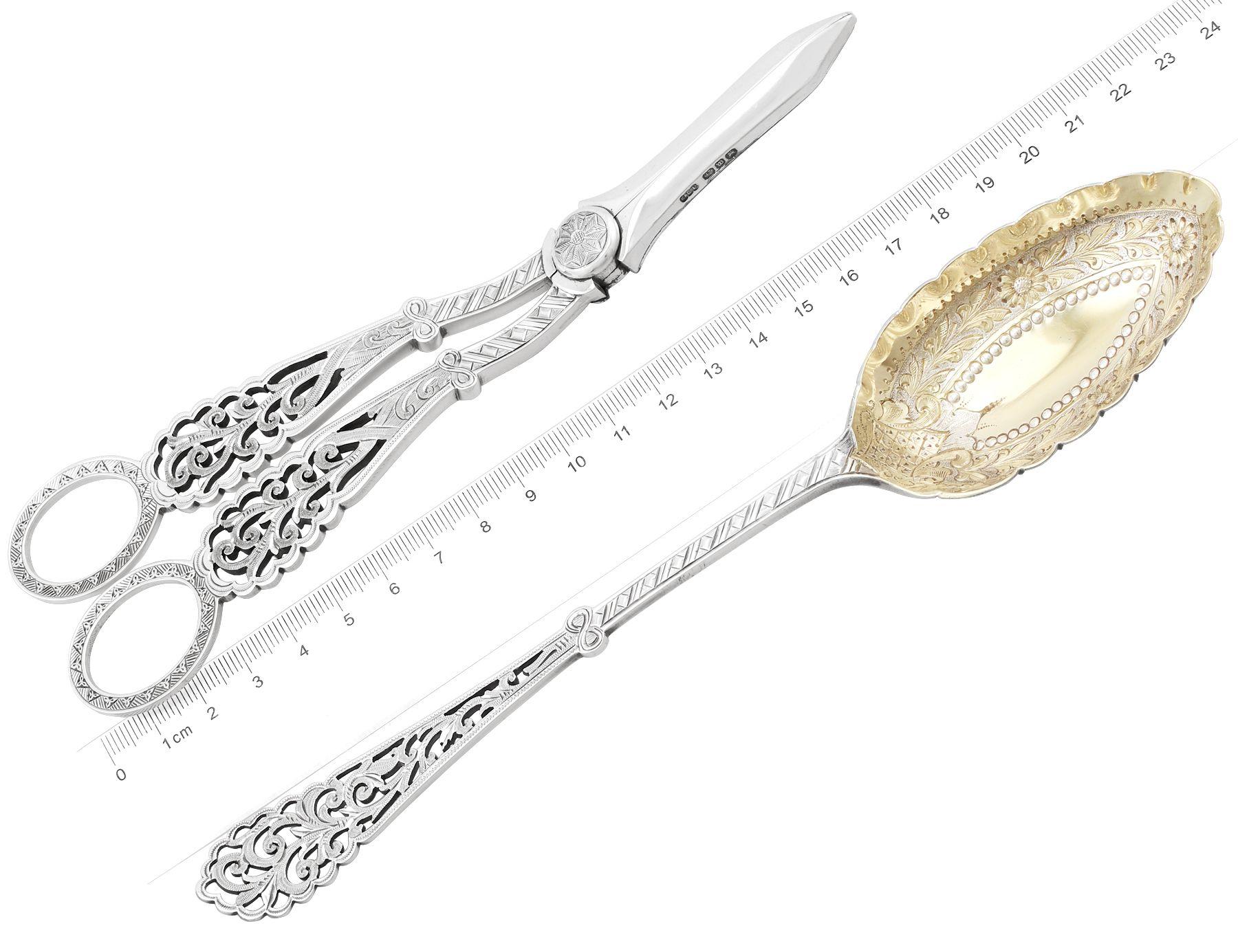 British Antique Victorian Sterling Silver Fruit Serving Set For Sale