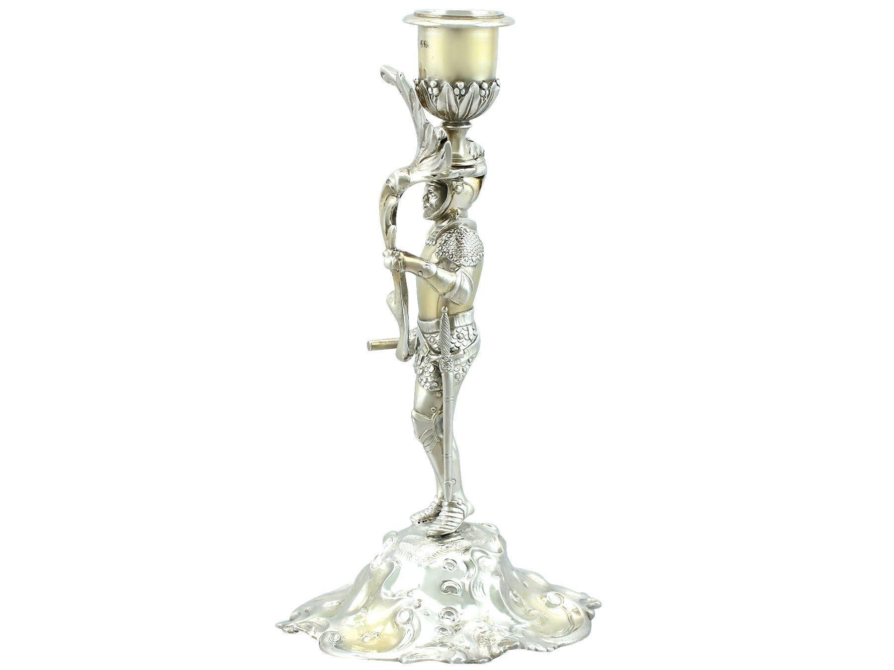 Victorian Sterling Silver Gilt Figural Candle Holder For Sale 1