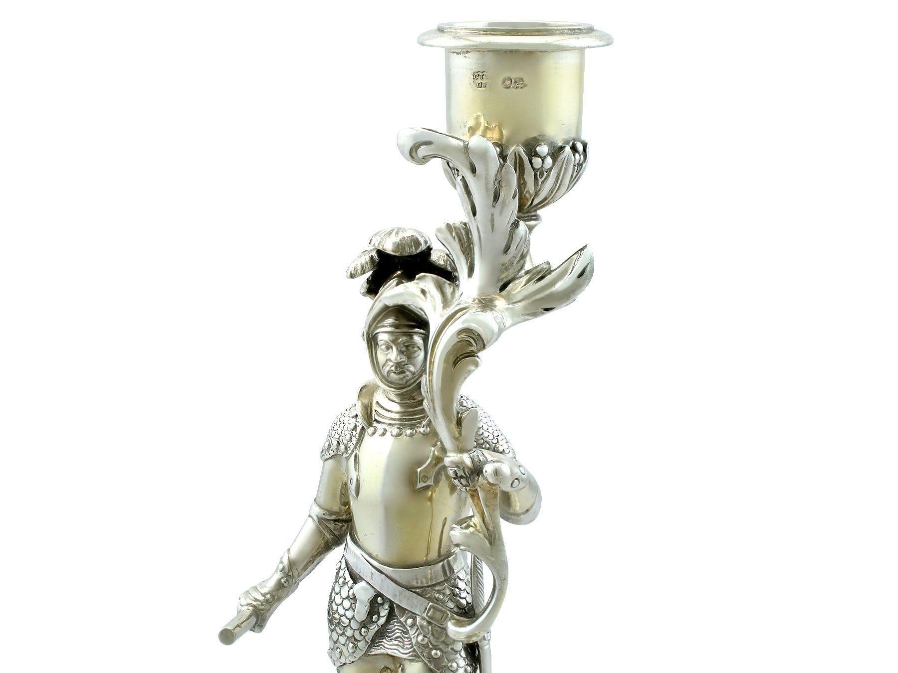 Victorian Sterling Silver Gilt Figural Candle Holder For Sale 3