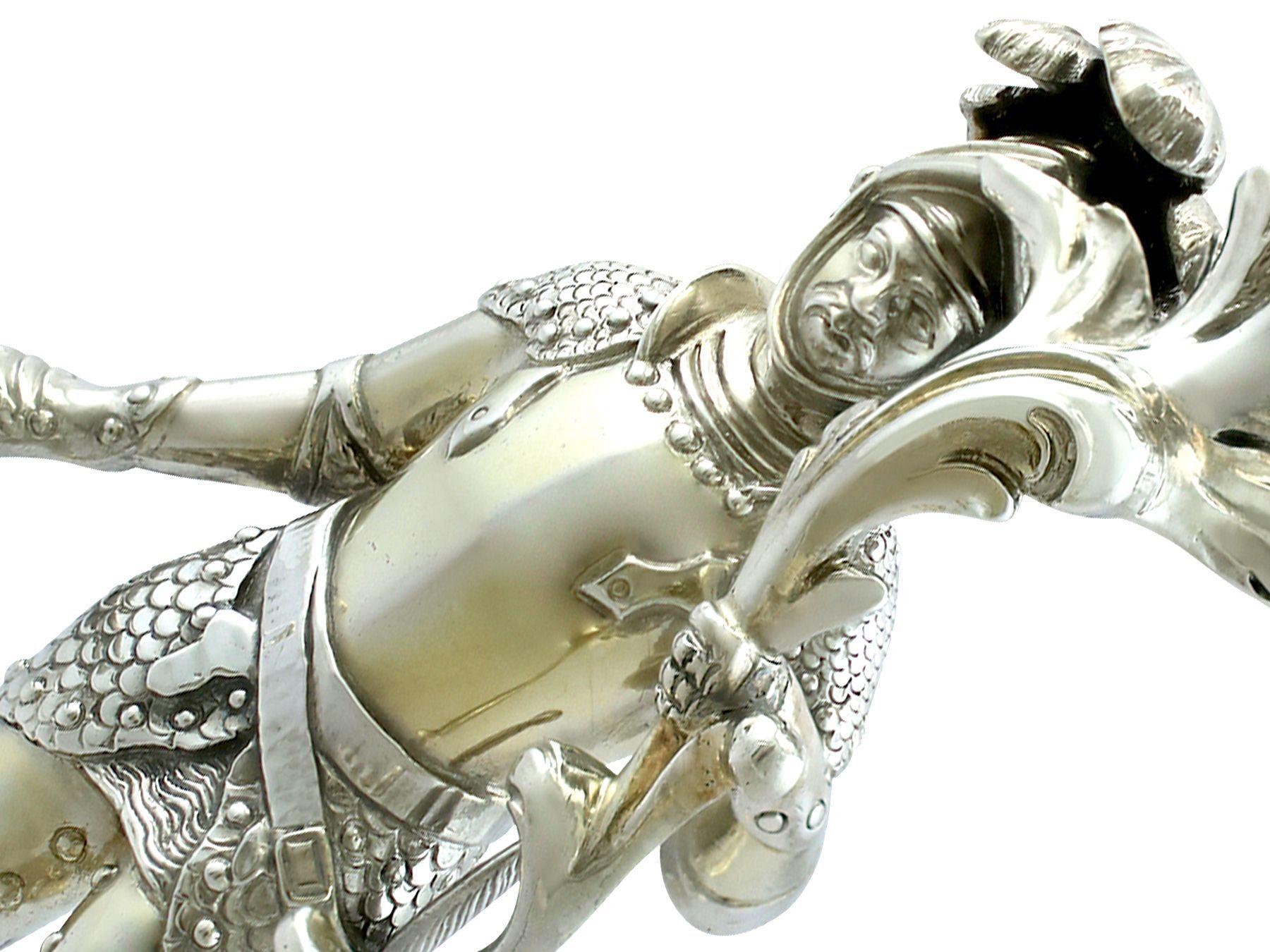 Victorian Sterling Silver Gilt Figural Candle Holder For Sale 4