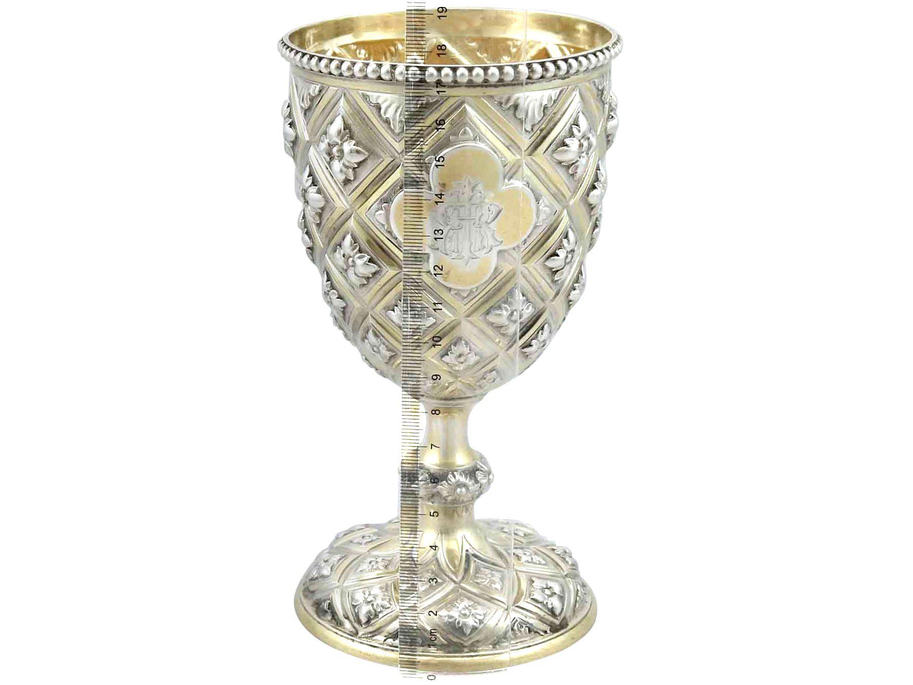 Antique Victorian Sterling Silver Gilt Goblet For Sale 4