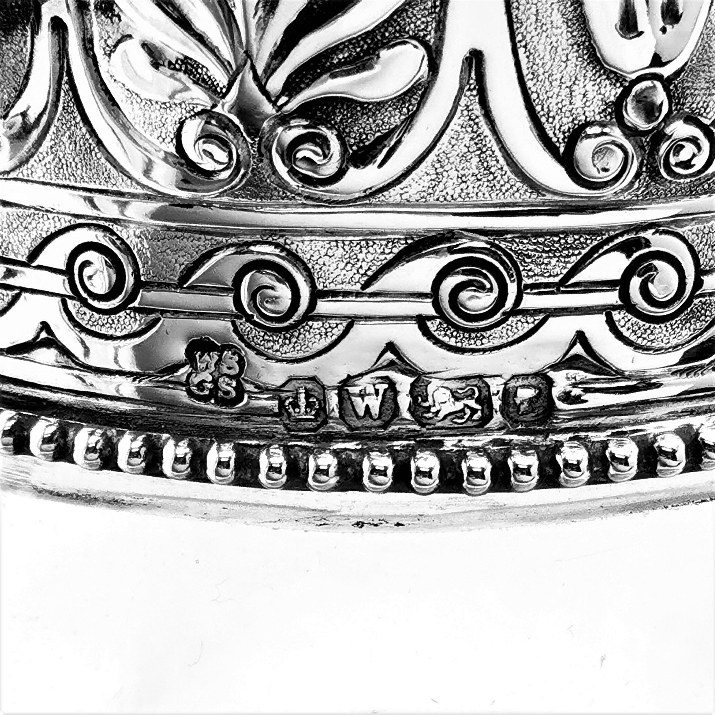 19th Century Antique Victorian Sterling Silver & Glass Claret Jug / Wine Decanter  1864