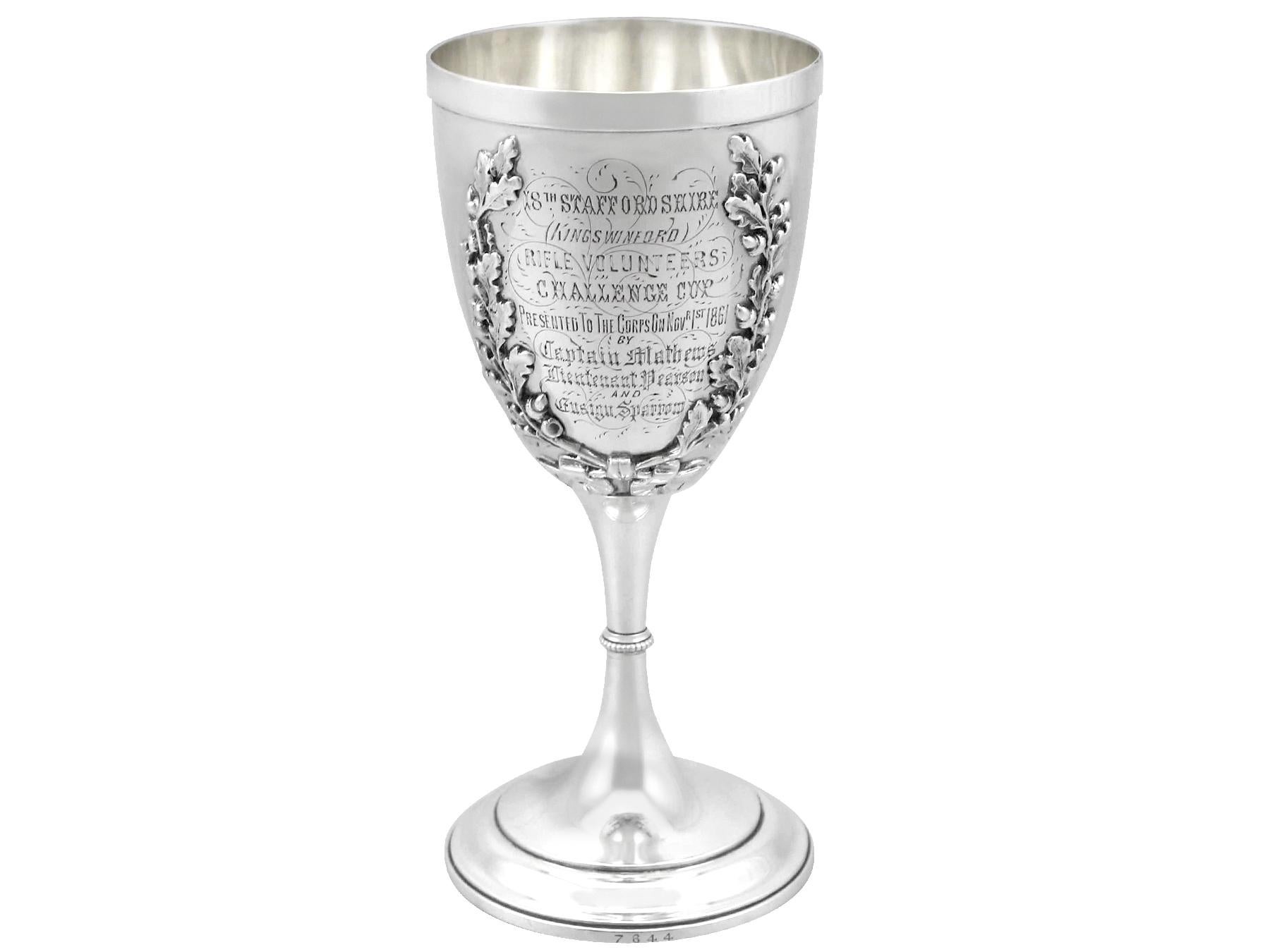 British Elkington & Co Ltd Antique Victorian Sterling Silver Goblet For Sale