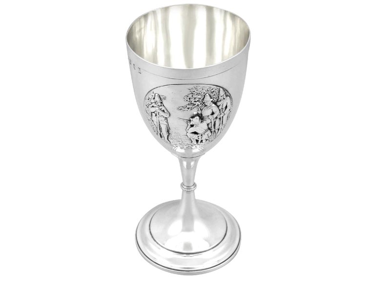 Mid-19th Century Antique Victorian Sterling Silver Goblet, 1862 For Sale
