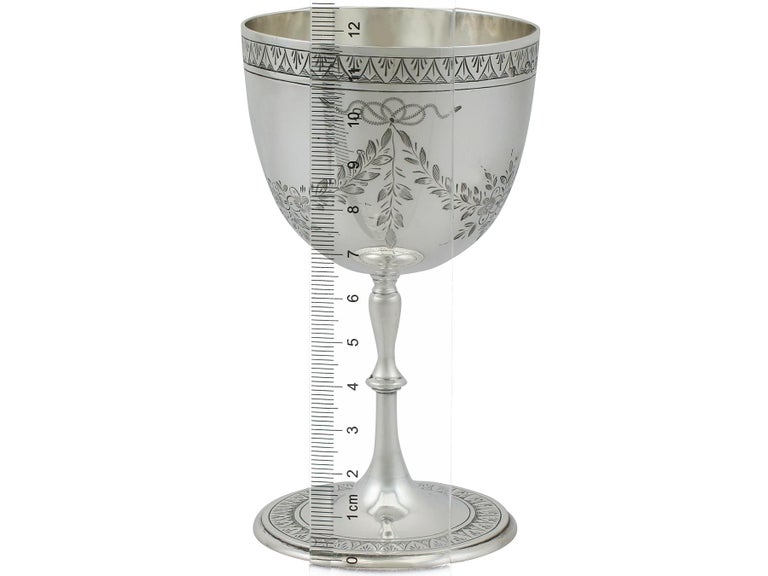 Antique Victorian 1867 Sterling Silver Goblet For Sale 4