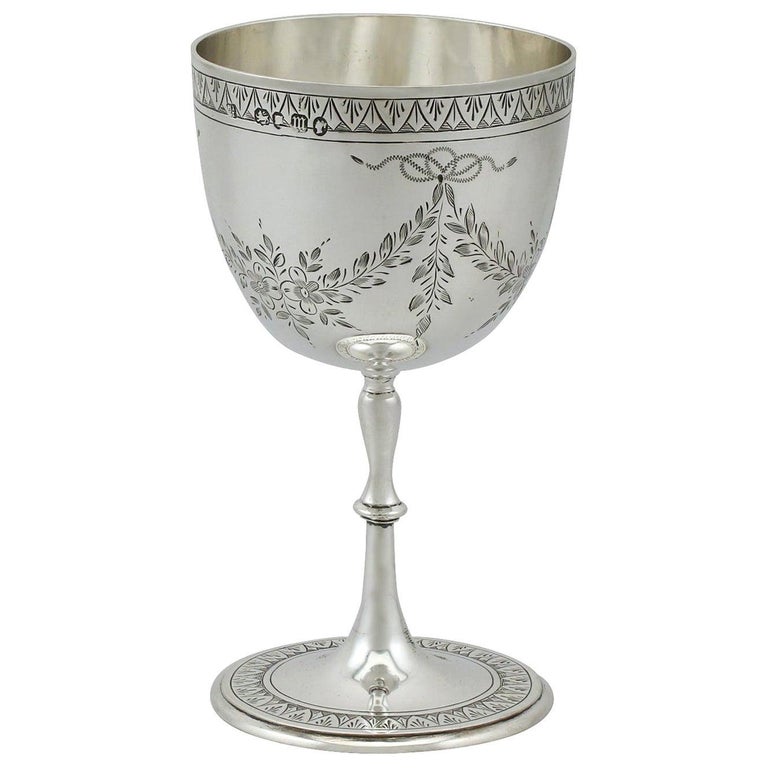 Antique Victorian 1867 Sterling Silver Goblet For Sale
