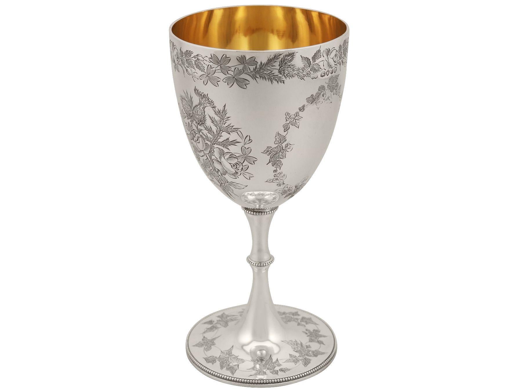 19th Century Antique Victorian Sterling Silver Goblet by George Adams 1870 In Excellent Condition In Jesmond, Newcastle Upon Tyne