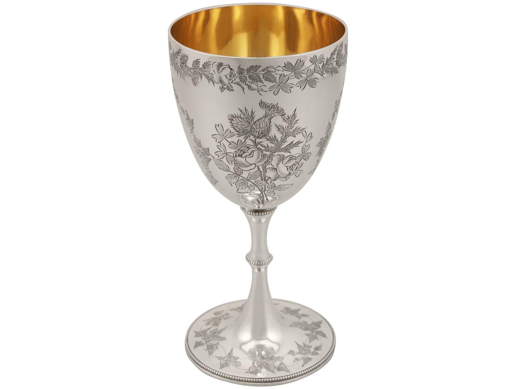 Late 19th Century 19th Century Antique Victorian Sterling Silver Goblet by George Adams 1870