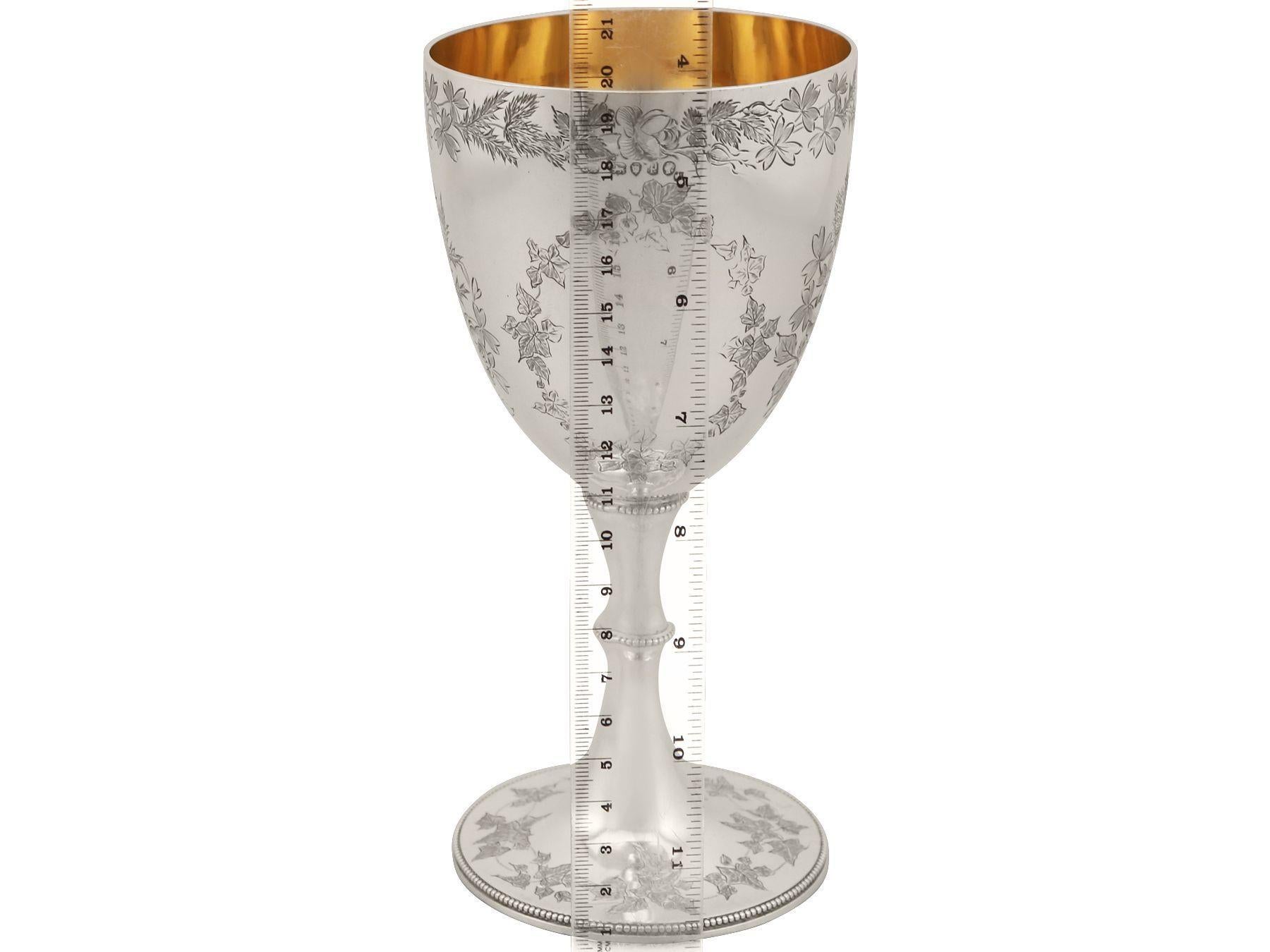 19th Century Antique Victorian Sterling Silver Goblet by George Adams 1870 1